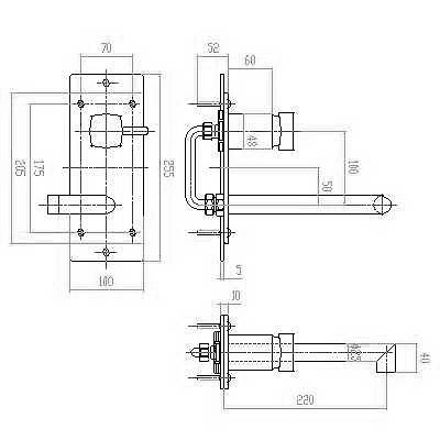 Additional image for Wall Mounted Single Lever Bath Mixer Faucet.