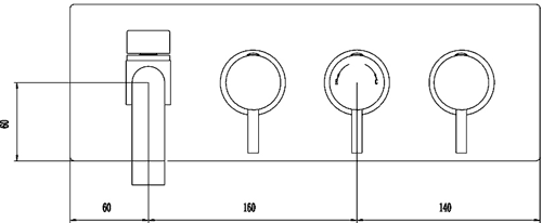 Additional image for Wall Mounted Thermostatic Triple Bath Filler Faucet With Diverter.