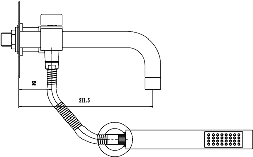 Additional image for Wall Mounted Thermostatic Triple Bath Filler Faucet With Diverter.