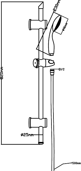 Additional image for Thermostatic Bath Filler Faucet, Slide Rail Kit, Shower Head & Diverter.