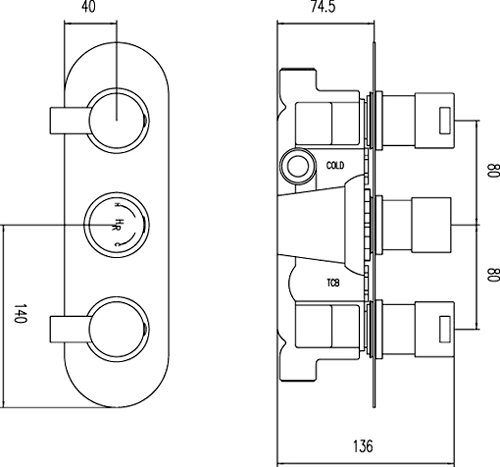 Additional image for Triple Concealed Thermostatic Shower Valve (Chrome).