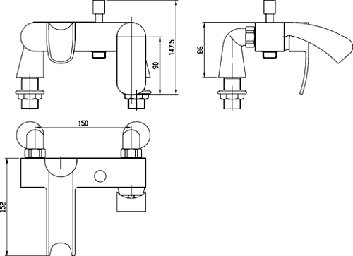 Additional image for Waterfall Bath Shower Mixer Faucet With Shower Kit.