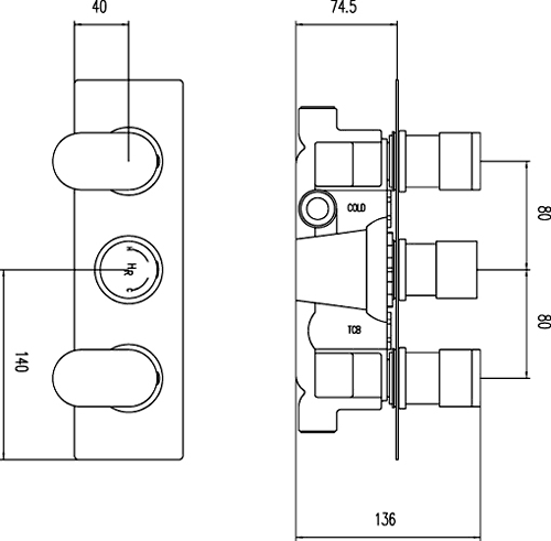 Additional image for Triple Concealed Thermostatic Shower Valve (Chrome).