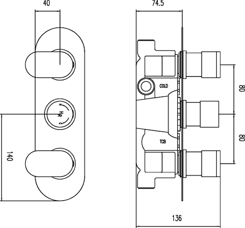 Additional image for Triple Concealed Thermostatic Shower Valve (Chrome).