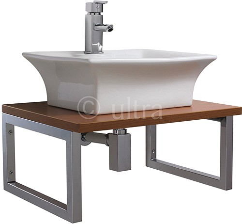 Additional image for Vanity Shelf & Rectangular Basin 600mm (Calvados Brown).