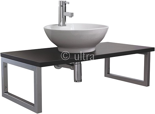 Additional image for Vanity Shelf With Round Basin 900mm (Ebony Brown).