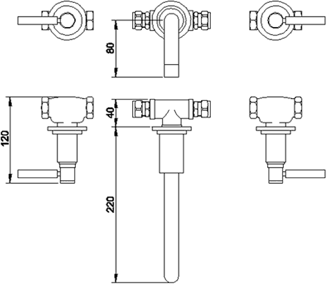 Additional image for Wall Mounted Basin & Bath Faucet Set (Chrome).