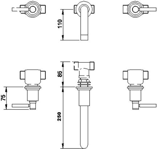 Additional image for Wall Mounted Basin & Bath Faucet Set (Chrome).