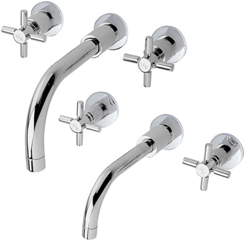 Additional image for Wall Mounted Basin & Bath Faucet Set (Chrome).