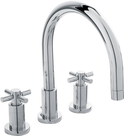 Additional image for 3 Faucet Hole Bath Faucet With Large Spout & Cross Handles.