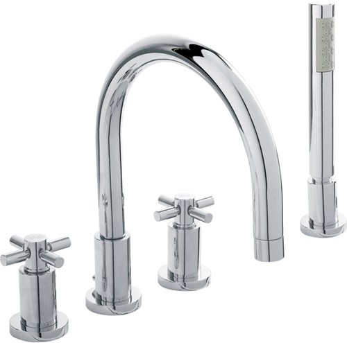 Additional image for 4 Faucet Hole Bath Shower Mixer Faucet With Large Spout & Retainer