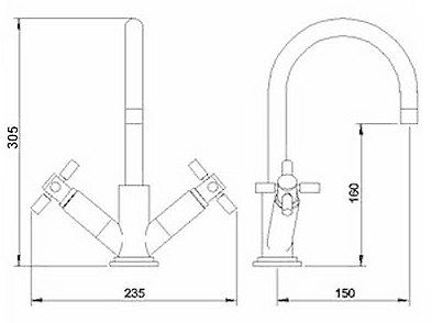 Additional image for Basin Faucet With Large Spout, Waste & Cross Handles.