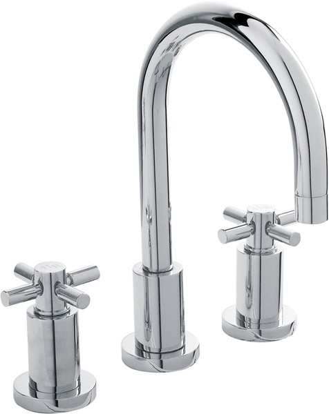 Additional image for 3 Faucet Hole Basin Faucet With Large Spout & Cross Handles.