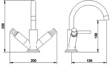 Additional image for Basin Faucet With Small Spout, Waste & Cross Handles.