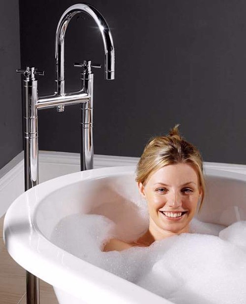 Additional image for Bath Filler Faucet With Large Swivel Spout & Cross Handles.