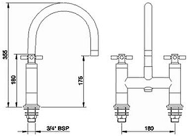 Additional image for Bath Filler Faucet With Large Swivel Spout & Cross Handles.