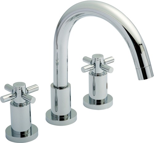 Additional image for 3 Faucet Hole Bath Faucet With Small Spout & Cross Handles.