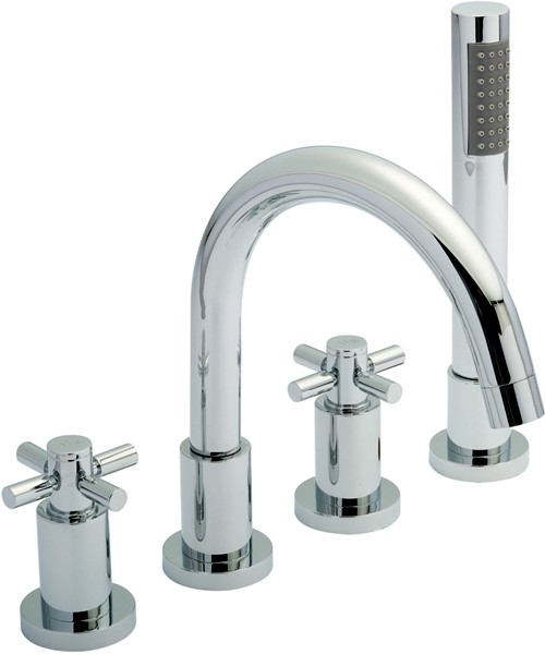 Additional image for 4 Faucet Hole Bath Shower Mixer Faucet With Small Spout & Retainer