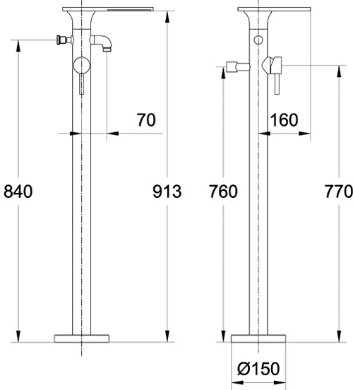 Additional image for Waterfall freestanding Bath Shower Mixer Faucet.