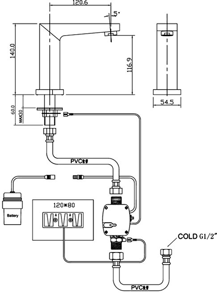 Additional image for Electronic Basin Sensor Faucet (Battery Powered).