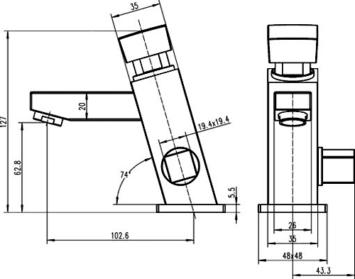 Additional image for Non Concussive Basin Mixer Faucet (Chrome).