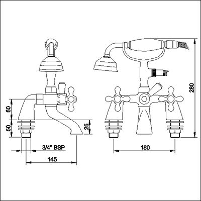 Additional image for Bath Shower Mixer with Large Handset (Chrome)