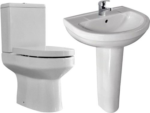 Additional image for 4 Piece Bathroom Suite With Toilet, Seat & 510mm Basin.