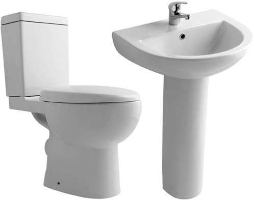 Additional image for 4 Piece Bathroom Suite With Toilet, Seat & 550mm Basin.