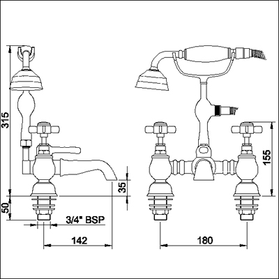 Additional image for 3/4" Bath Shower Mixer (Chrome)