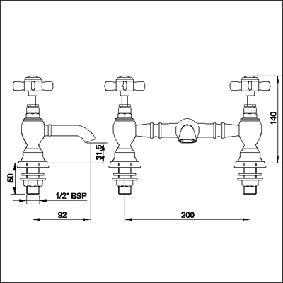 Additional image for 200mm Bridged Basin Mixer (Chrome)