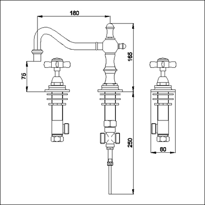 Additional image for 3 Faucet Hole Basin Mixer + Pop-up Waste (Chrome)