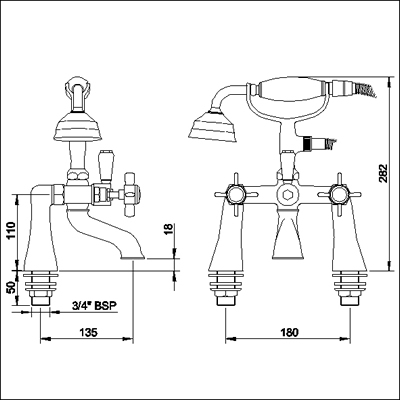 Additional image for 1/2" Bath Shower Mixer (Gold, Special Order)