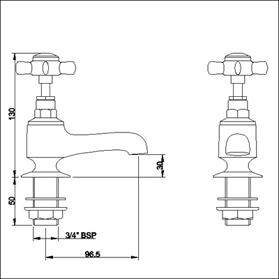 Additional image for Heavy Pattern Bath faucets (Pair, Gold, Special Order)