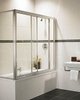 Image Coral Overbath sliding screen and end panel with chrome frame.