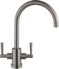 Hydra Ruby Kitchen Faucet With Twin Lever Controls (Brushed Steel).