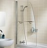 Lakes Classic 860x1400 Sculpted Bath Screen With Towel Rail (Silver).