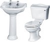 Crown Ceramics Ryther 4 Piece Bathroom Suite With 600mm Basin (2 Faucet Holes).