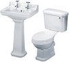 Crown Ceramics Carlton 4 Piece Bathroom Suite, 560mm Basin (2 Faucet Holes).