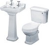 Crown Ceramics Carlton 4 Piece Bathroom Suite, 500mm Basin (2 Faucet Holes).