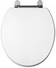 daVinci White gloss modern toilet seat with chrome hinges.