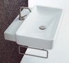 Flame 1 Faucet Hole Rectangle Wall Hung Basin With Rail. 690x500mm.