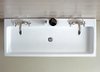 Frozen Long Counter Top Basin, for use with two mixer faucets. 1200x505mm.