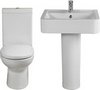 Shires Parisi 4 Piece Bathroom Suite, Toilet, Soft Close Seat, 58cm Basin.