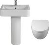 Shires Parisi 3 Piece Bathroom Suite, Wall Hung Toilet Pan & 58cm Basin.