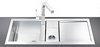 Smeg Sinks 1.5 Bowl Low Profile Stainless Steel Sink, Right Hand Drainer.