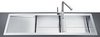 Smeg Sinks 2.0 Bowl Stainless Steel Flush Fit Sink, Left Hand Drainer.