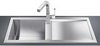 Smeg Sinks 1.0 Bowl Low Profile Stainless Steel Sink, Right Hand Drainer.