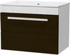 Ultra Design Wall Hung Vanity Unit, Drawer & Basin (Ebony Brown). 600x450mm