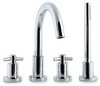 Ultra Aspect 4 Faucet hole bath shower mixer with small swivel spout.