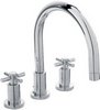 Hudson Reed Tec 3 Faucet Hole Bath Faucet With Large Spout & Cross Handles.